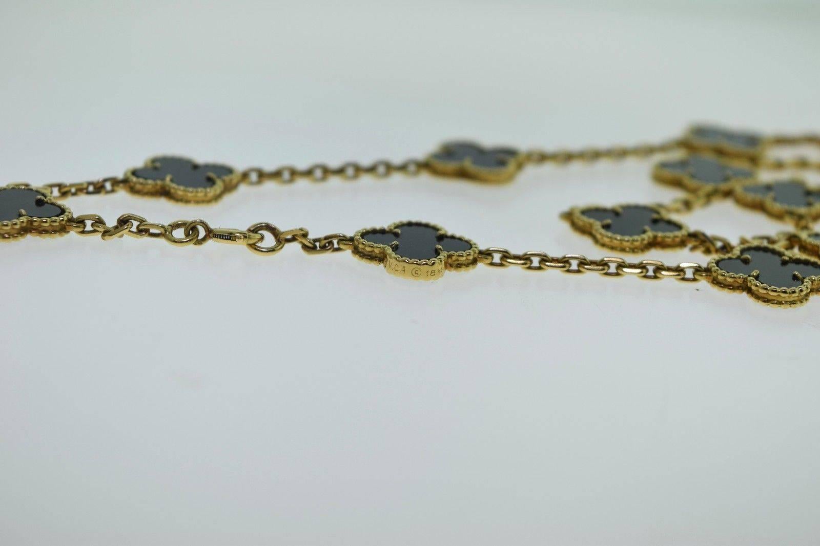 Van Cleef & Arpels Vintage Alhambra Black Onyx Long 20 Motif Necklace 1