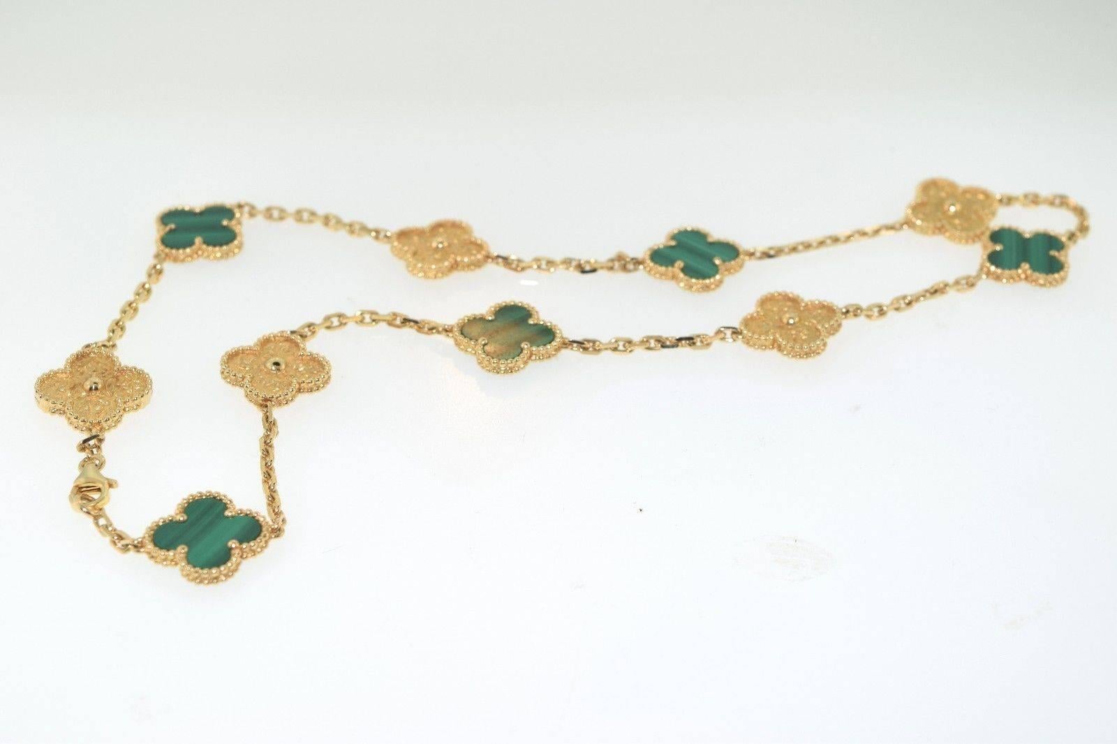 Van Cleef & Arpels Special Edition Alhambra Necklace 10 Motif Necklace In Excellent Condition For Sale In Miami, FL