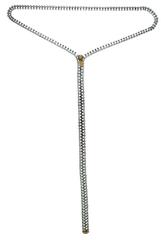 Diamond White Gold Long Zipper Necklace, 4.98 Carat