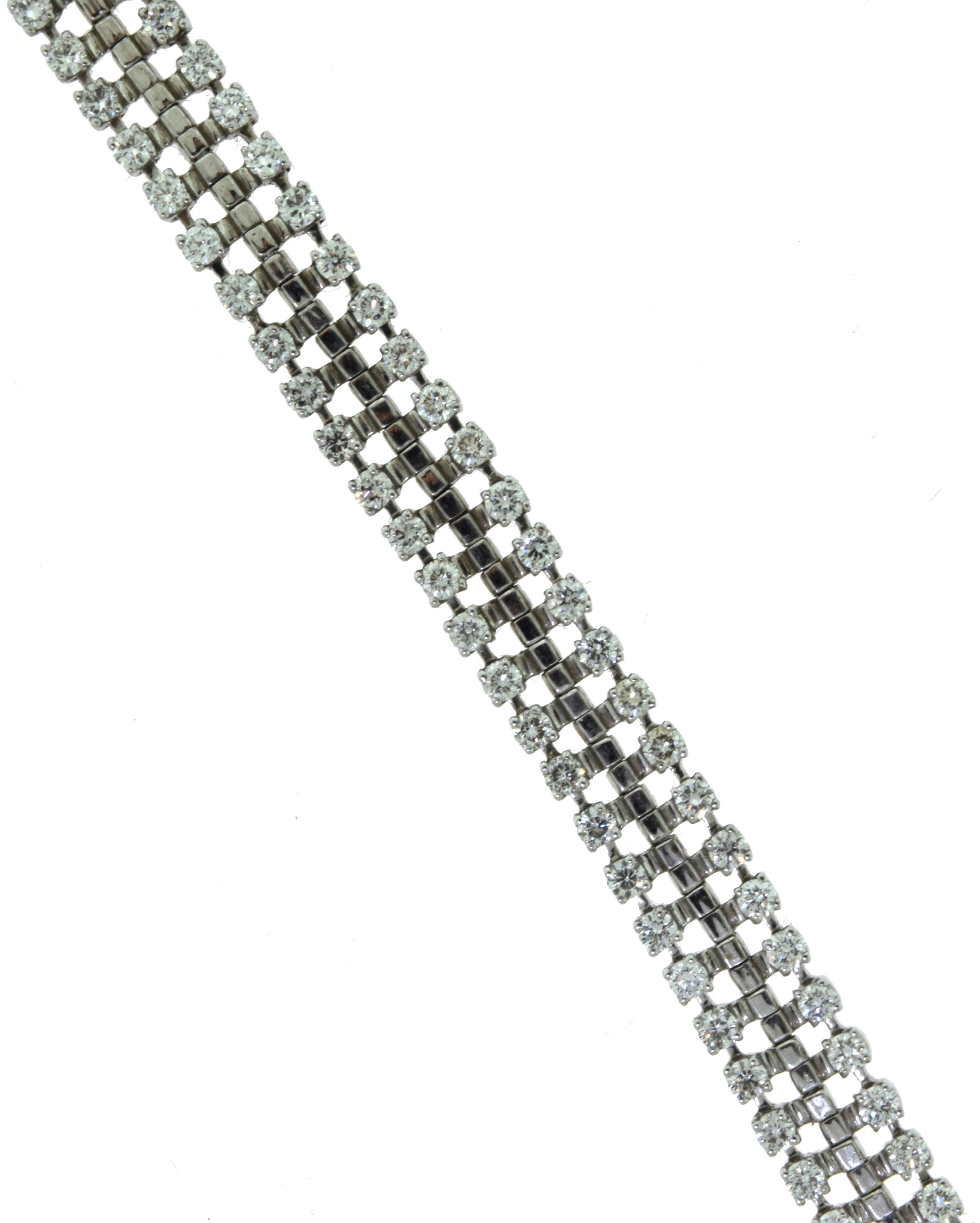 Women's or Men's Diamond White Gold Long Zipper Necklace, 4.98 Carat For Sale