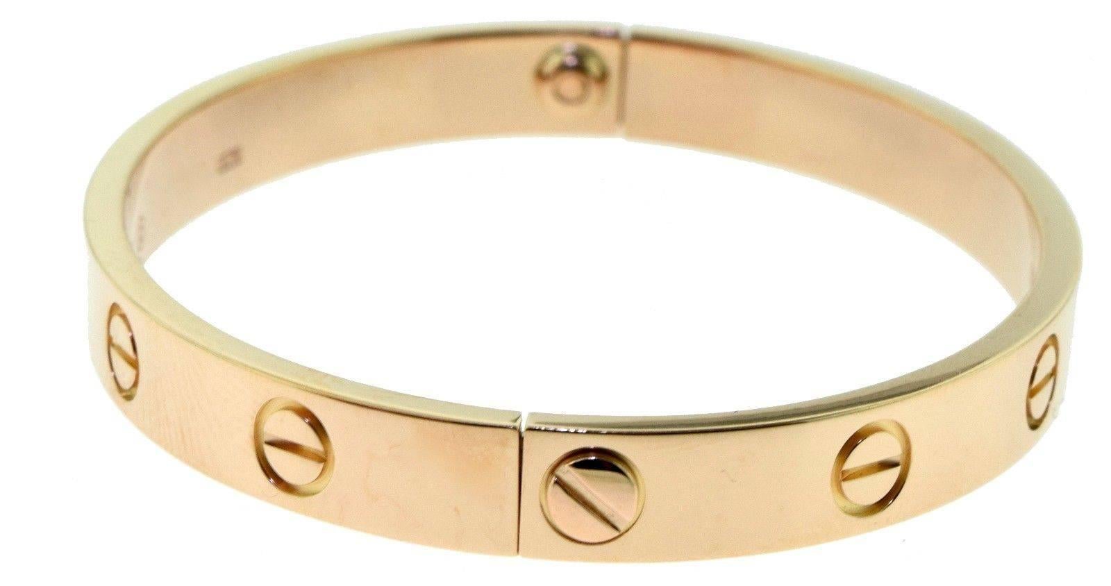 Cartier Rose Gold Love Bracelet with Box In Excellent Condition In Miami, FL