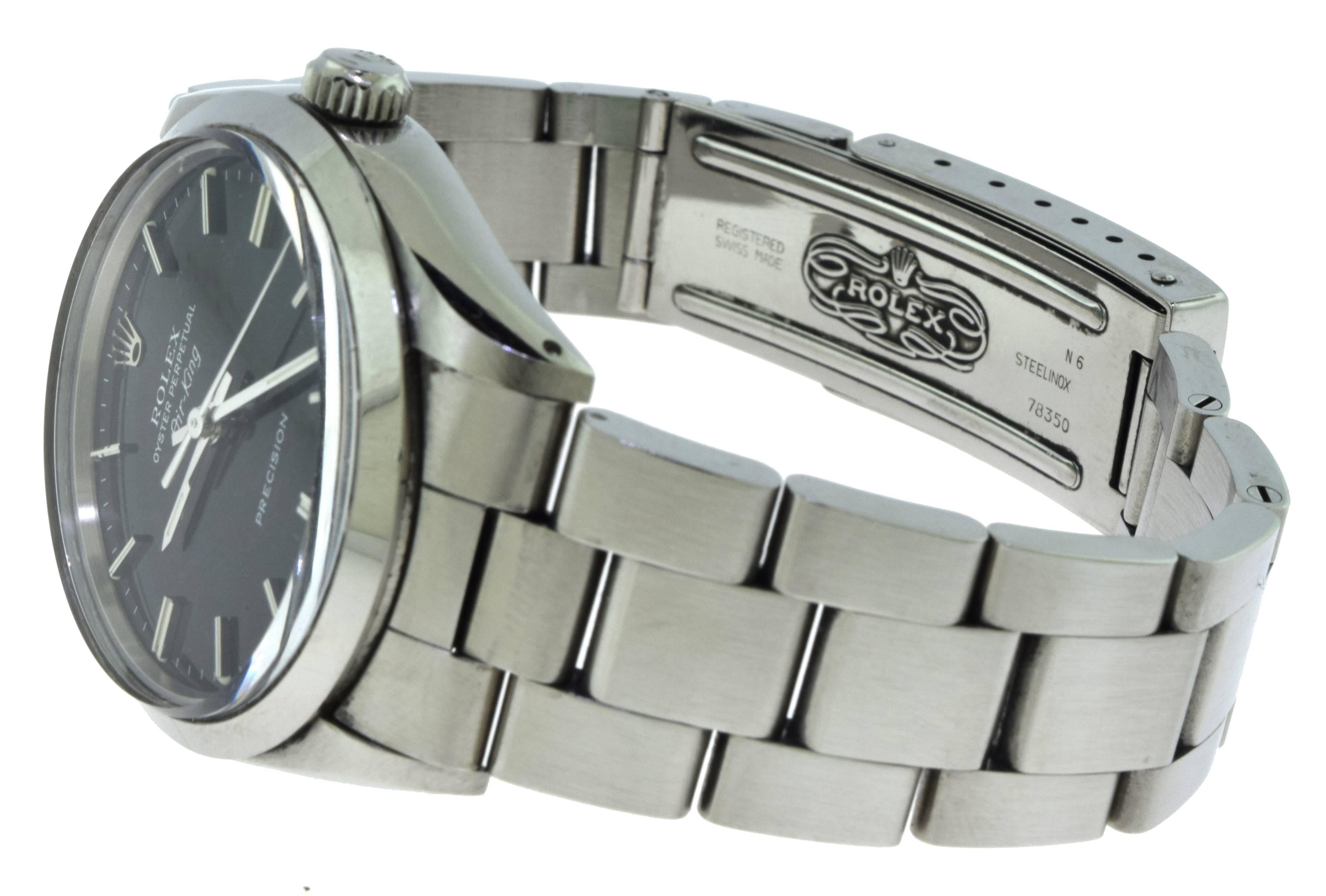 Rolex Air King Oyster Perpetual Precision Stainless Steel Watch Model 5500 In Excellent Condition In Miami, FL