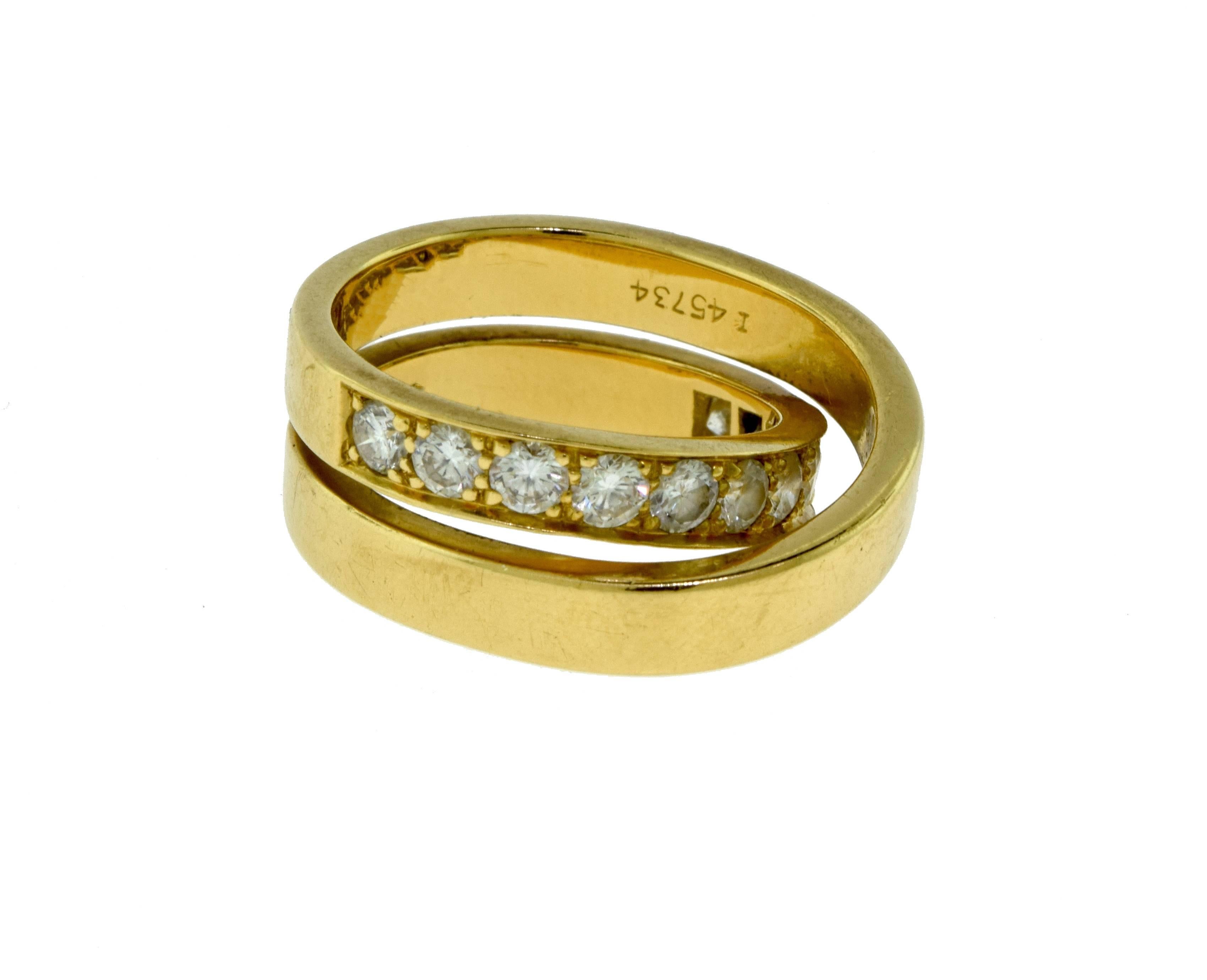 Cartier Paris Nouvelle Vague 18 Karat Yellow Gold Ring with Diamonds In Excellent Condition In Miami, FL