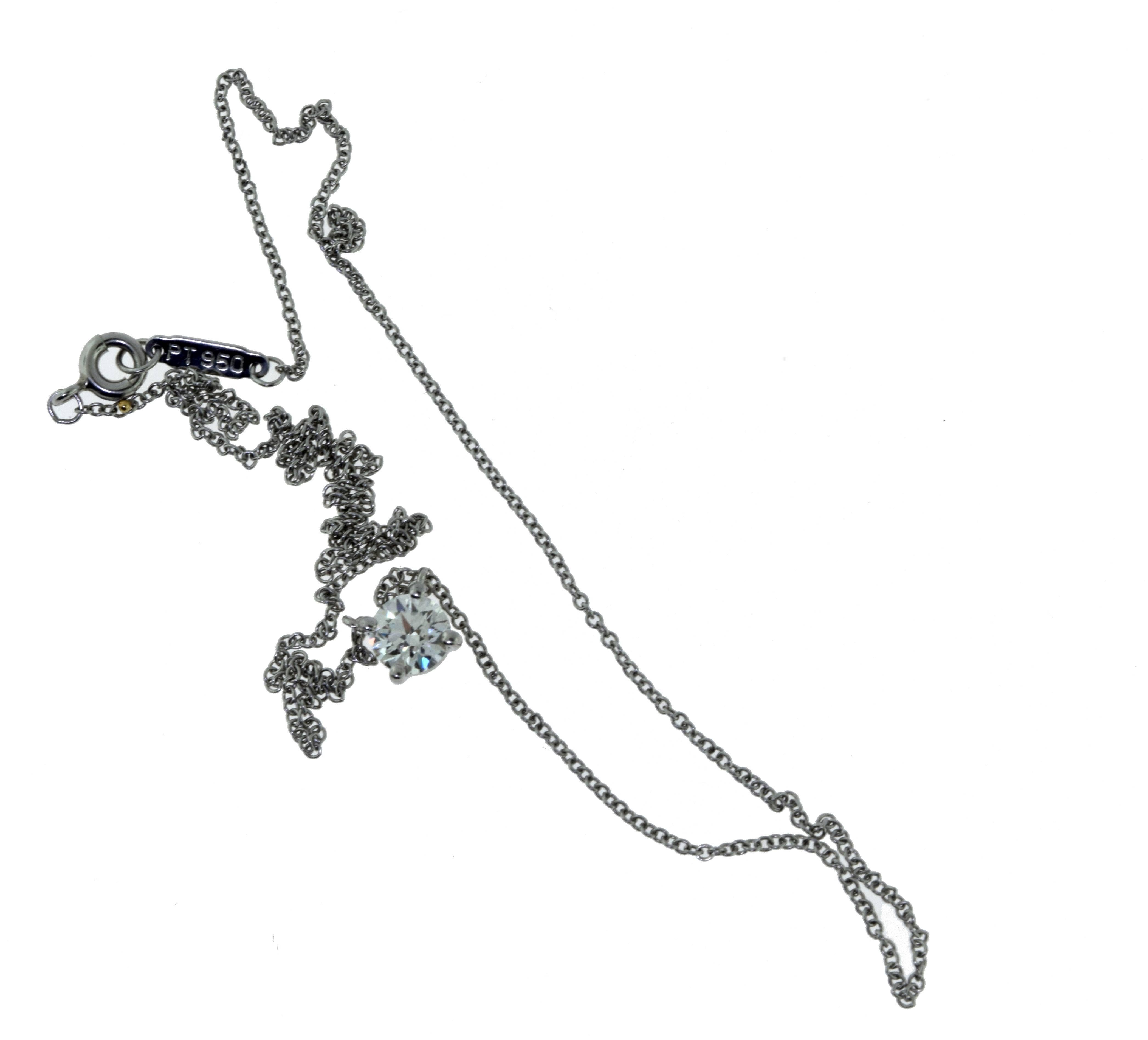 Women's or Men's Tiffany & Co. Solitaire Diamond Pendant Necklace For Sale