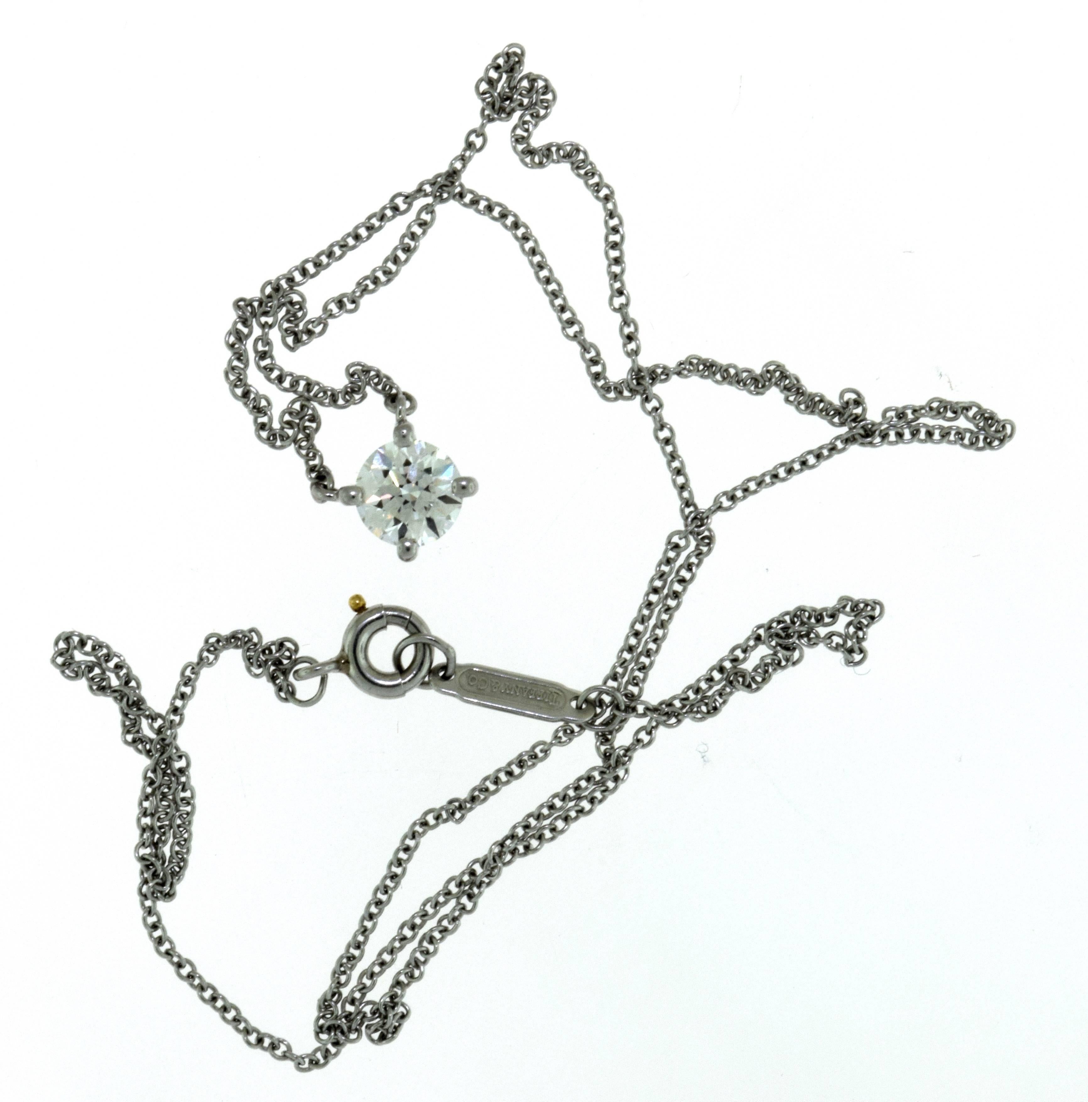 Tiffany & Co. Solitaire Diamond Pendant Necklace For Sale 1