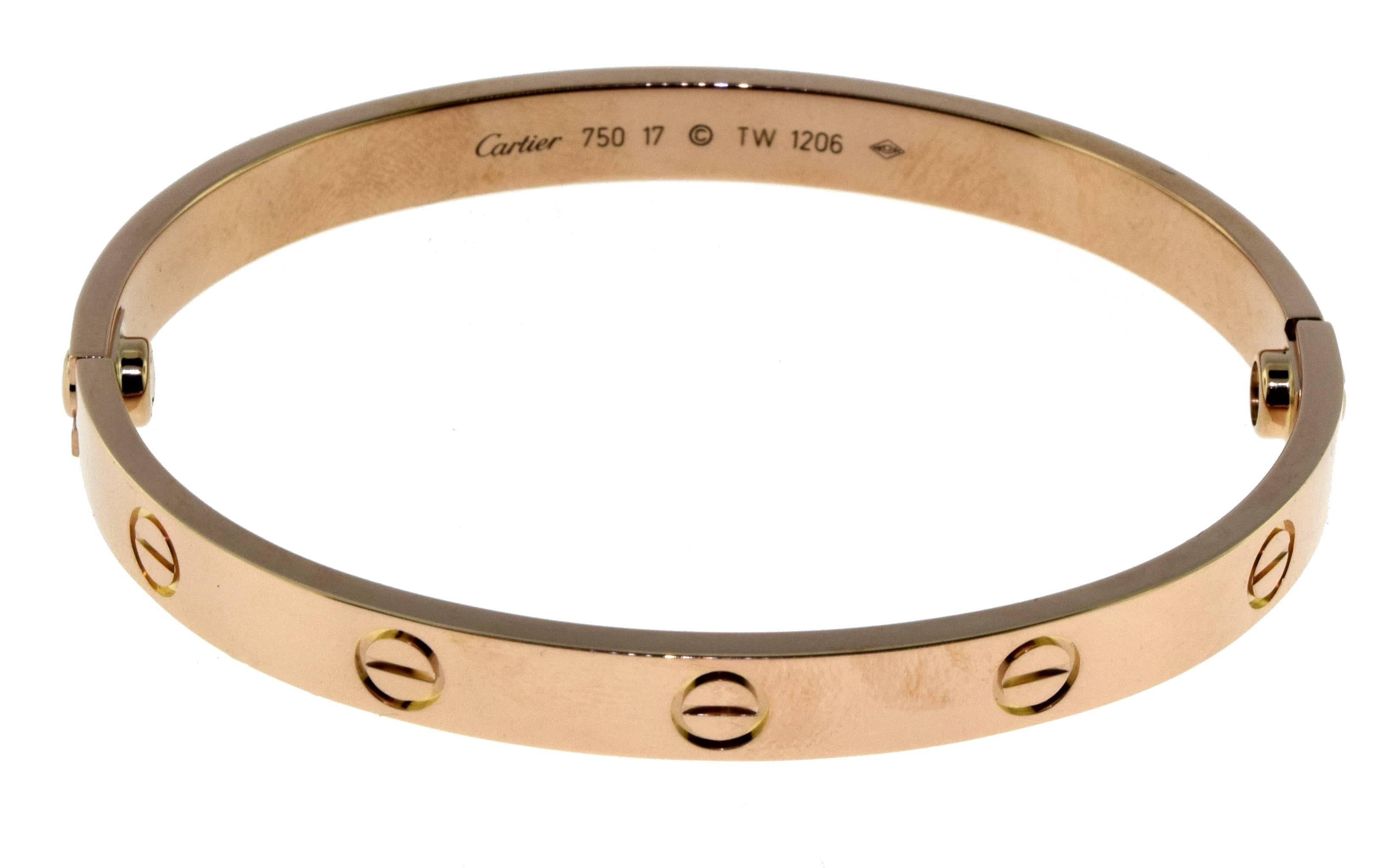 Cartier Rose Gold Love Bracelet In Excellent Condition For Sale In Miami, FL