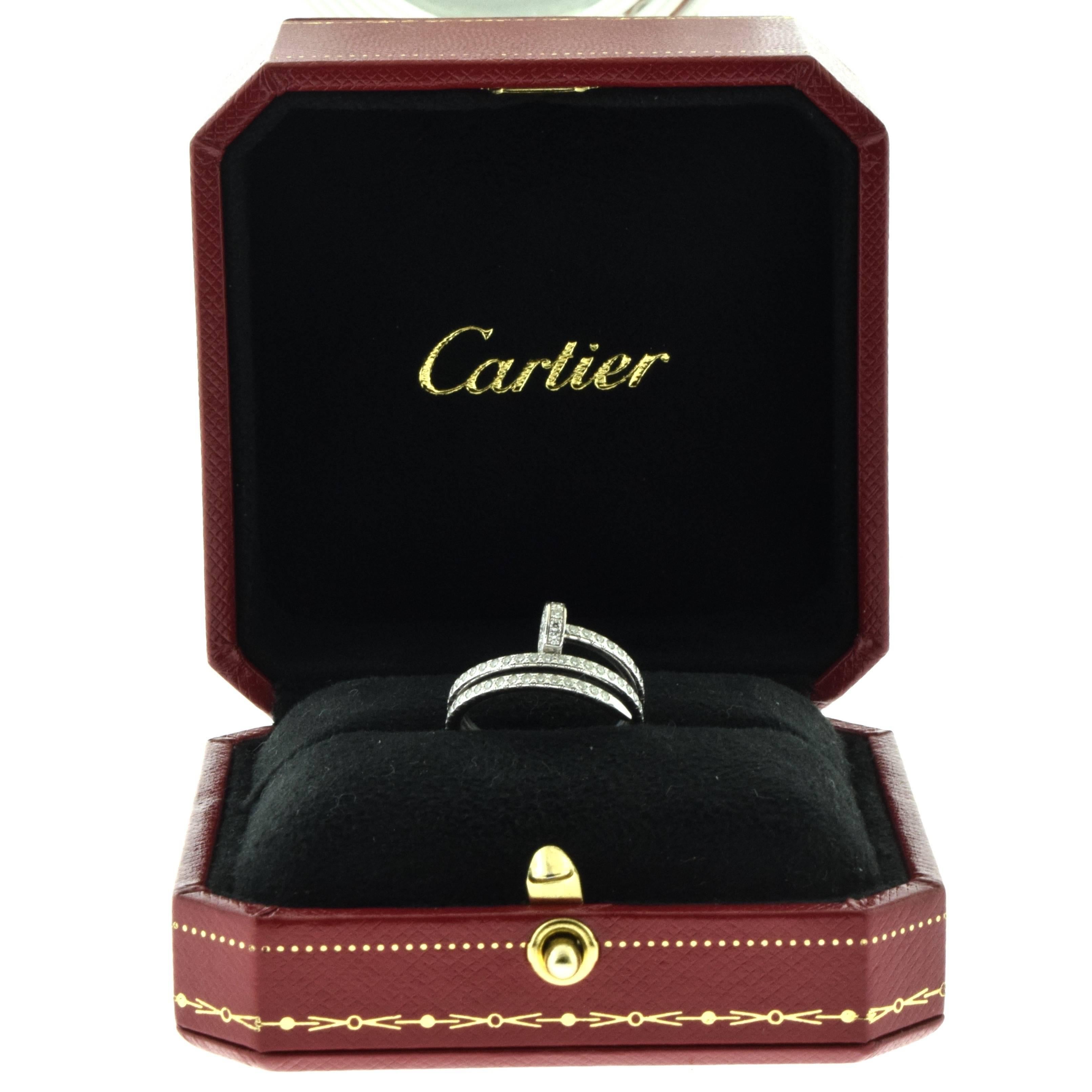 Cartier Juste un Clou Diamond Ring in 18 Karat White Gold In Excellent Condition For Sale In Miami, FL