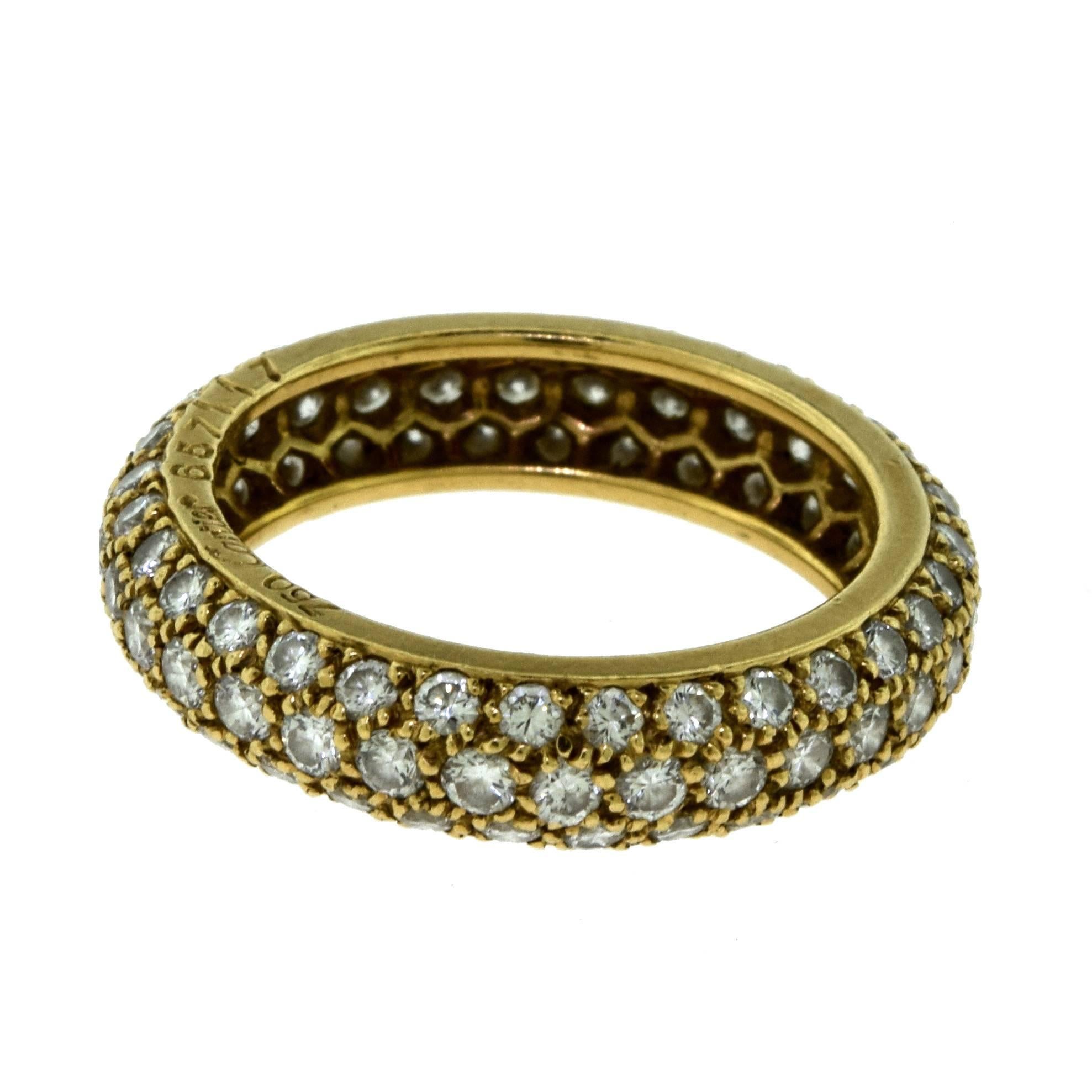 Vintage Cartier Pave Diamond Eternity Ring in 18 Karat Yellow Gold For Sale