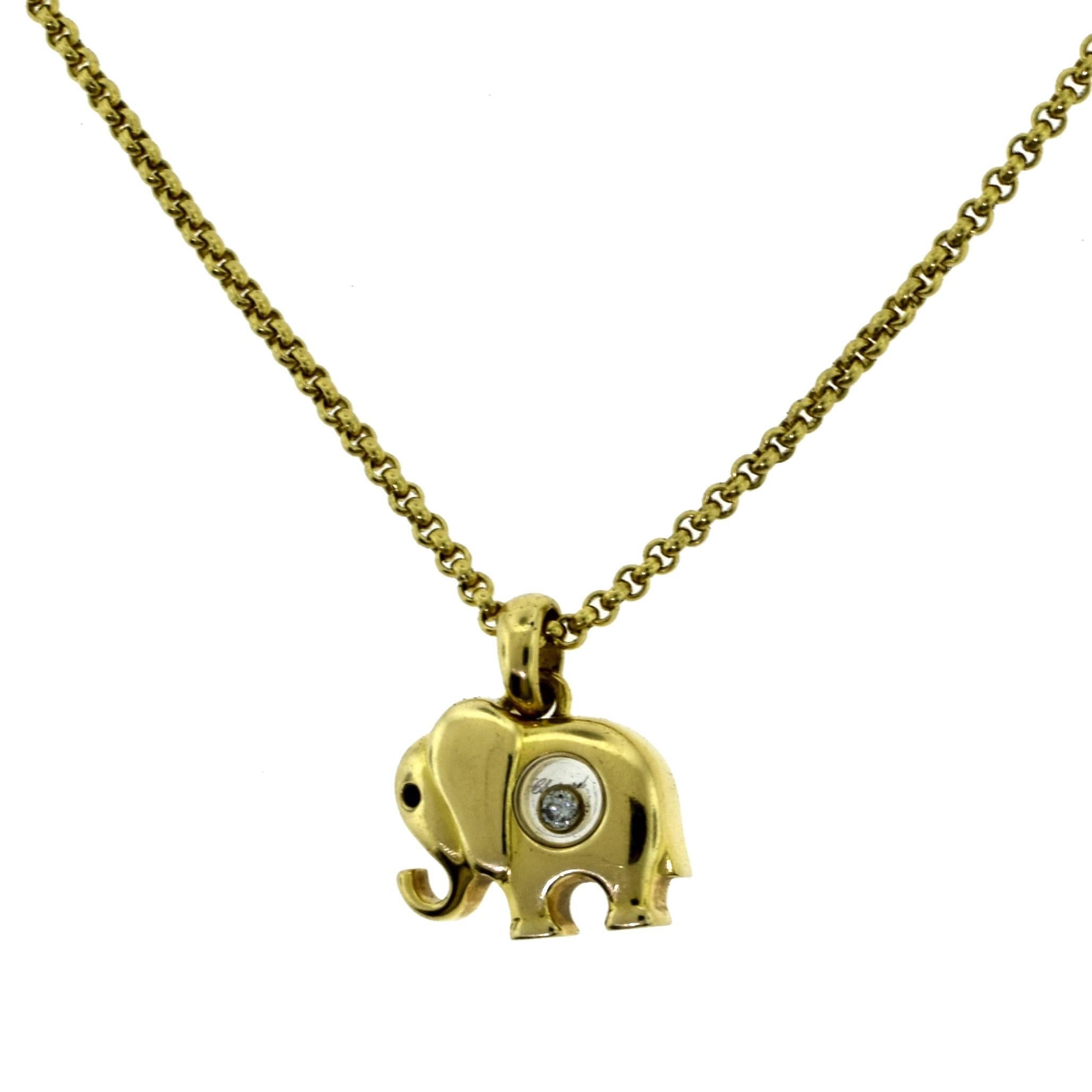 Chopard Happy Diamonds Elephant Necklace with Sapphire Eye For Sale