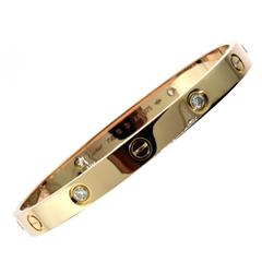 Cartier Love Bracelet in 18 Karat Rose Gold with Four Diamonds with Certificate