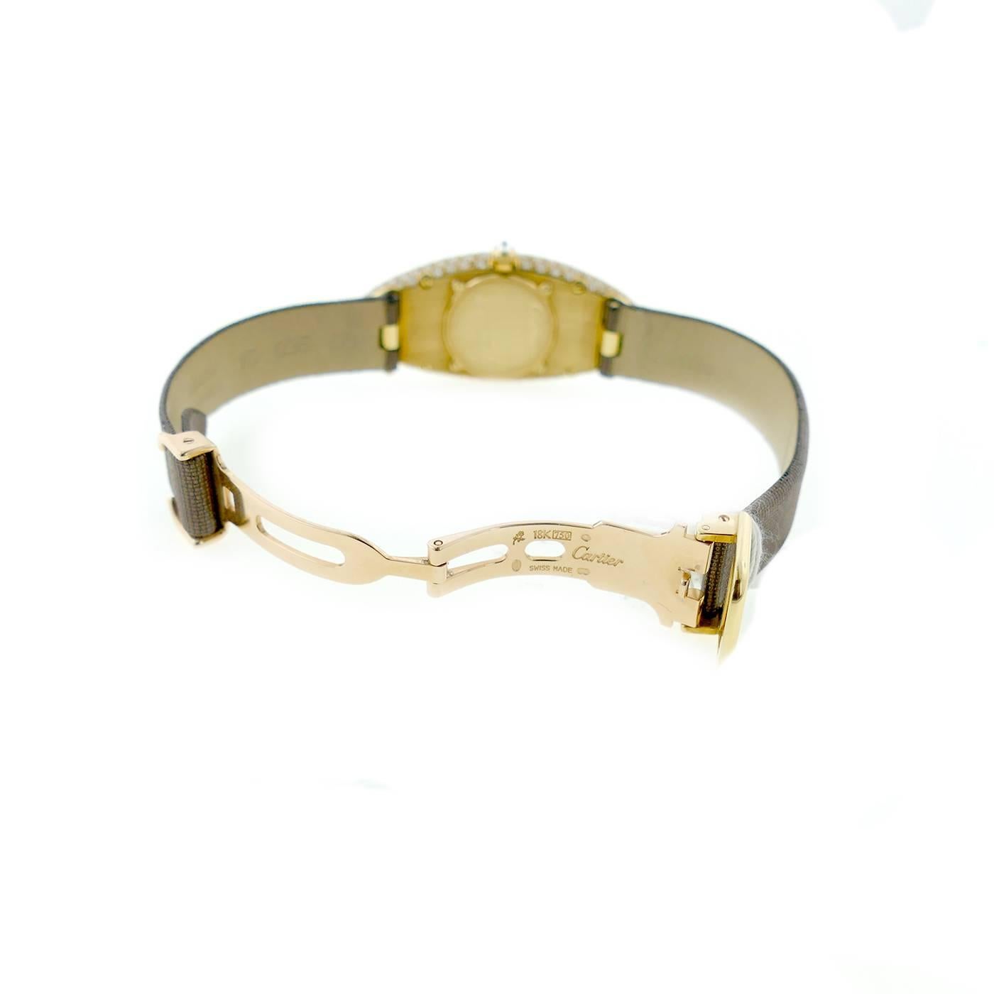 Cartier Ladies Yellow Gold Diamond Baignoire Allongee Mechanical Wristwatch 2