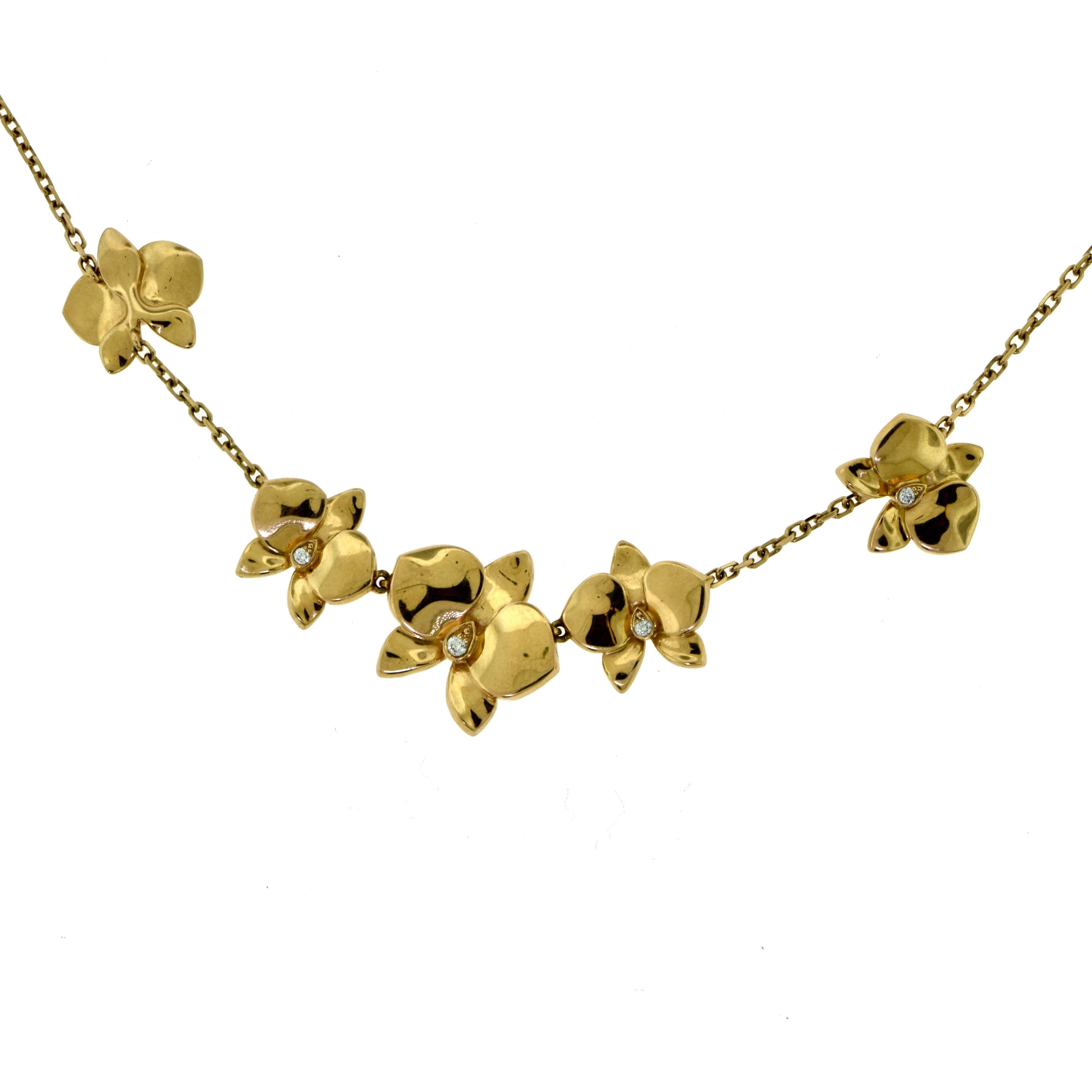 Cartier "Caresse D'orchidées Par Cartier" Rose Gold Necklace with Diamonds For Sale