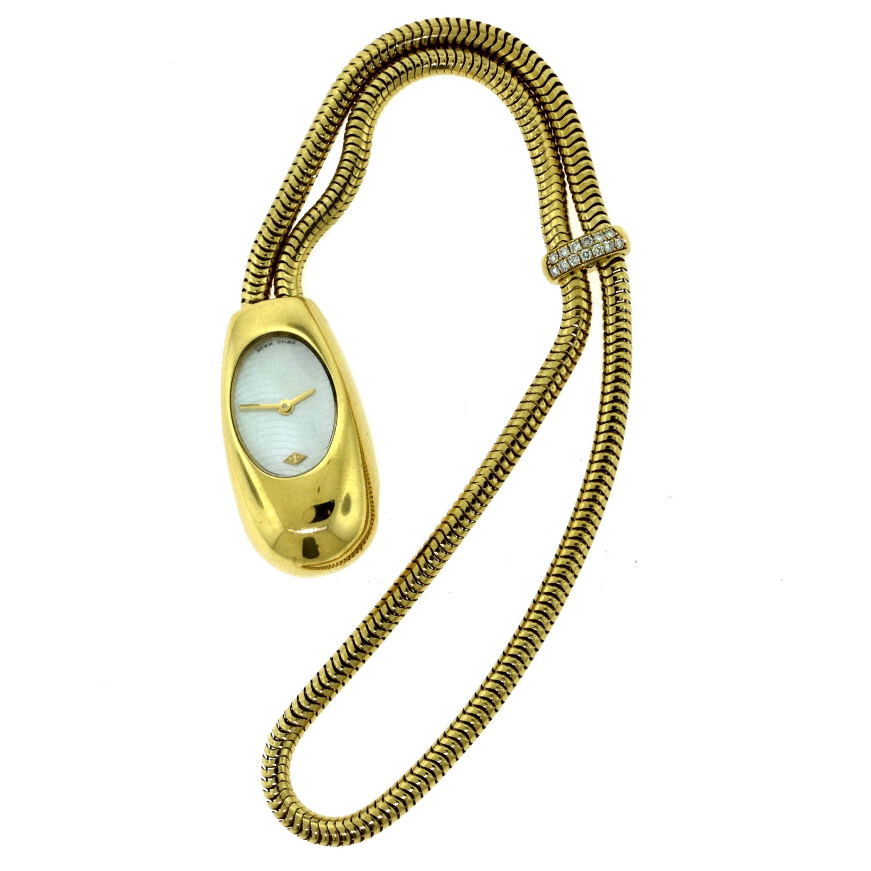 Van Cleef & Arpels Cadenas Serties Yellow Gold Snake Bracelet Wristwatch 1