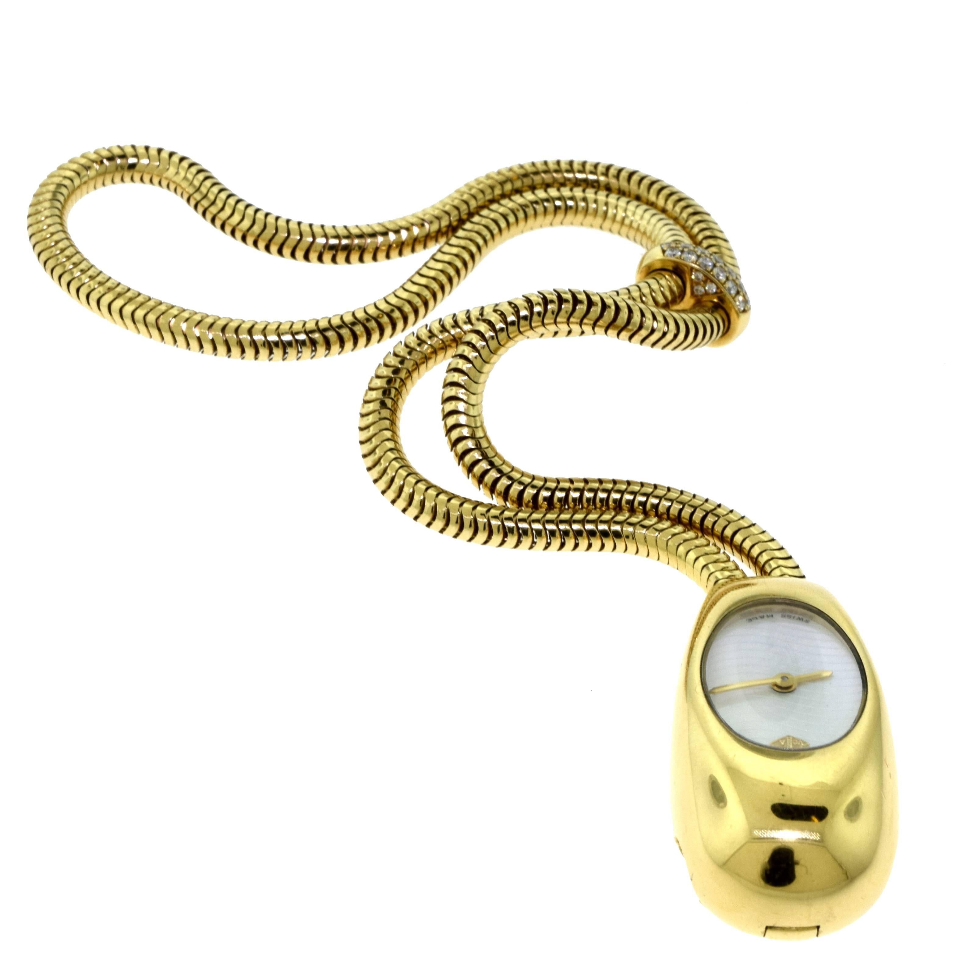 Van Cleef & Arpels Cadenas Serties Yellow Gold Snake Bracelet Wristwatch 2