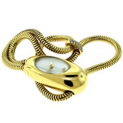 Van Cleef & Arpels Cadenas Serties Yellow Gold Snake Bracelet Wristwatch