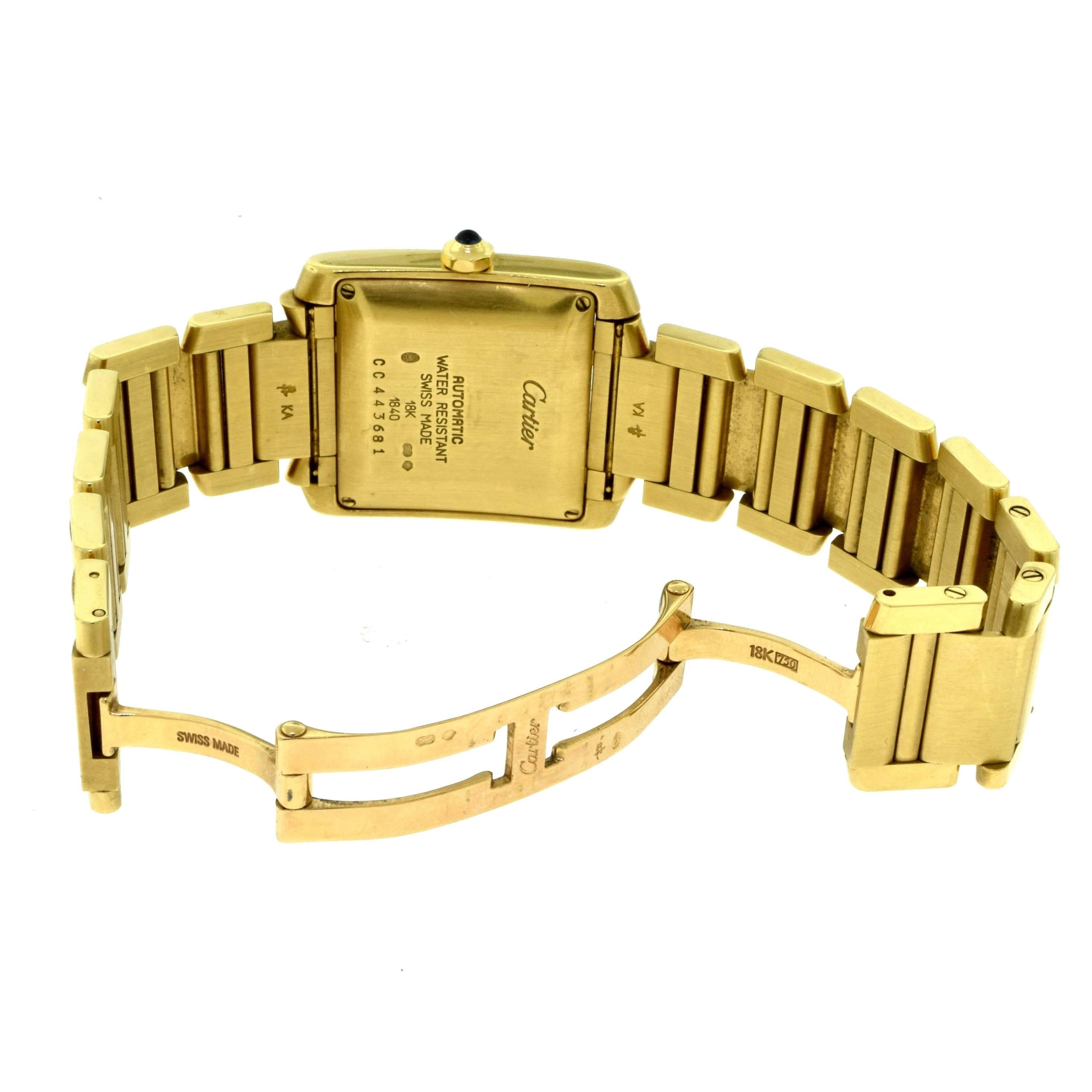 Women's or Men's Cartier Tank Française 1840 Yellow Gold Large Ladies Wristwatch