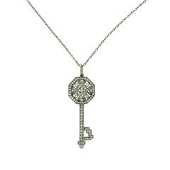 Tiffany & Co. Tiffany Keys Small Diamond Key Pendant Necklace in Platinum