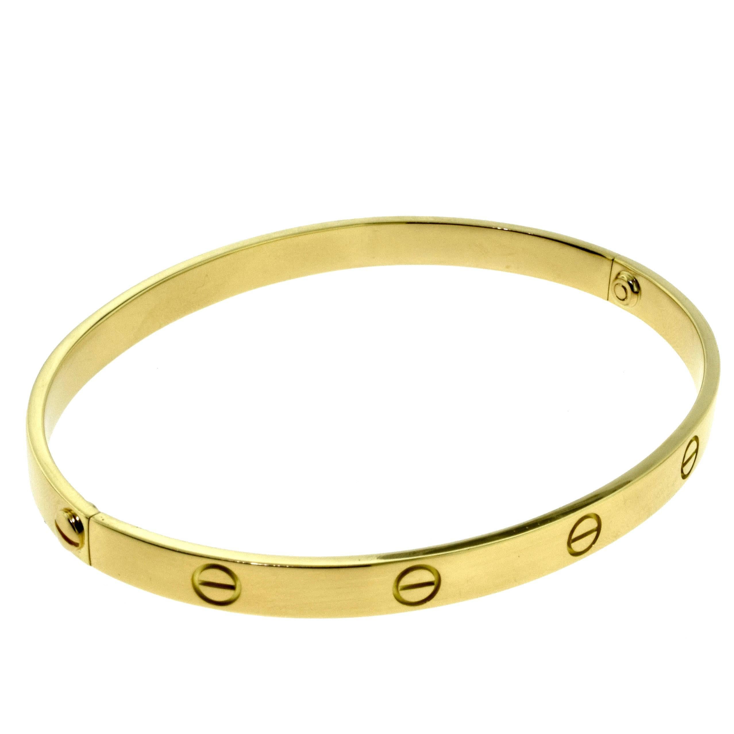 Cartier Love Bracelet in 18 Karat Yellow Gold In Excellent Condition For Sale In Miami, FL