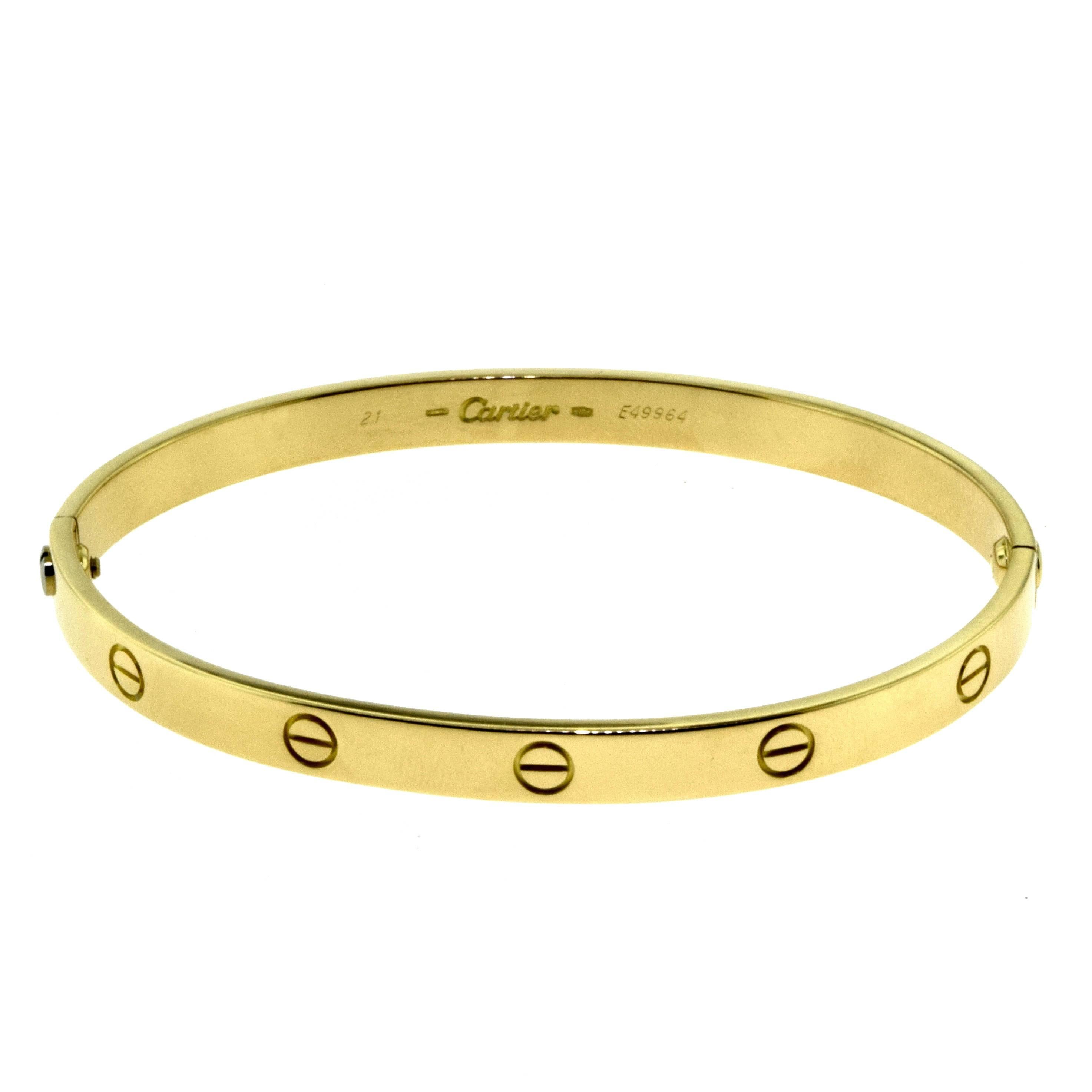 Cartier Love Bracelet in 18 Karat Yellow Gold For Sale