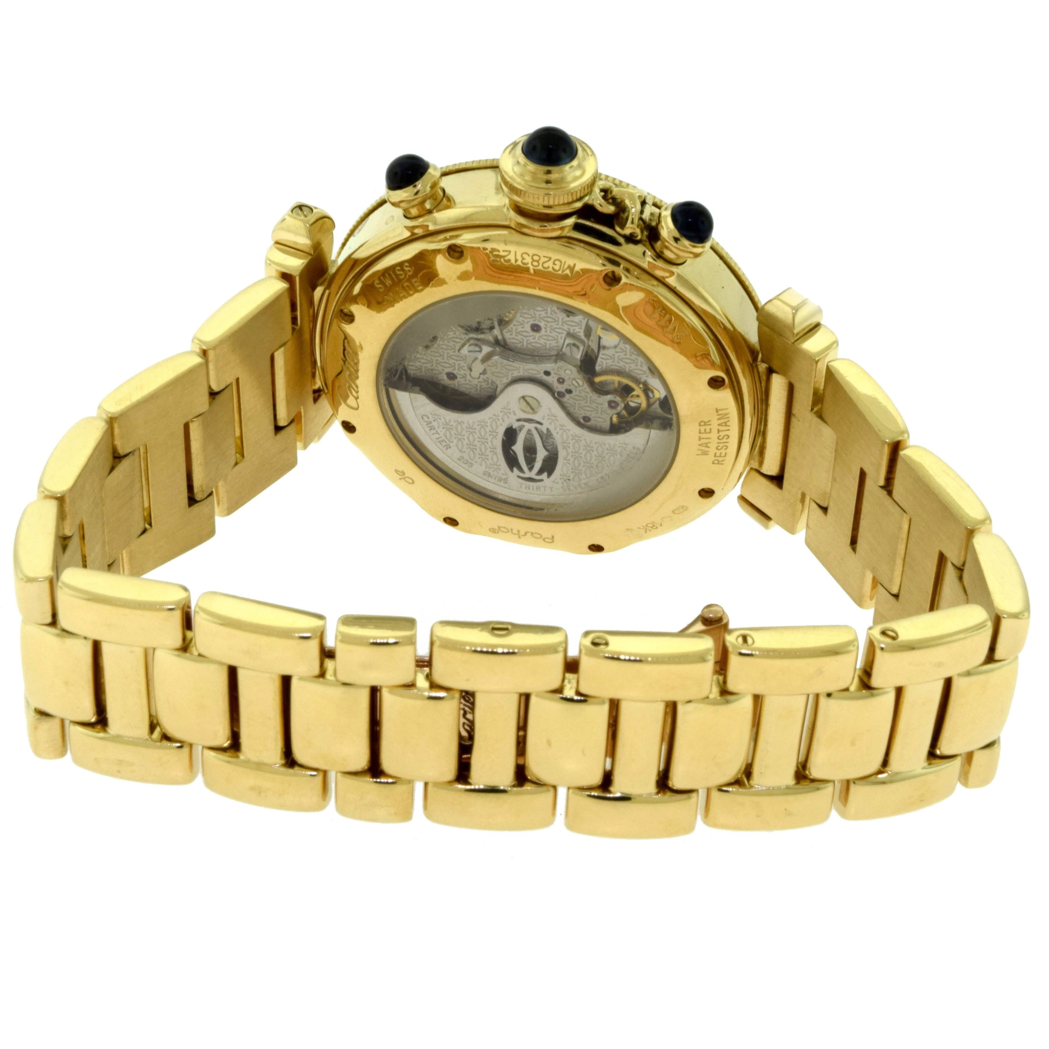 Women's or Men's Cartier Yellow Gold Pasha Chronograph Automatic Wristwatch Ref 2111