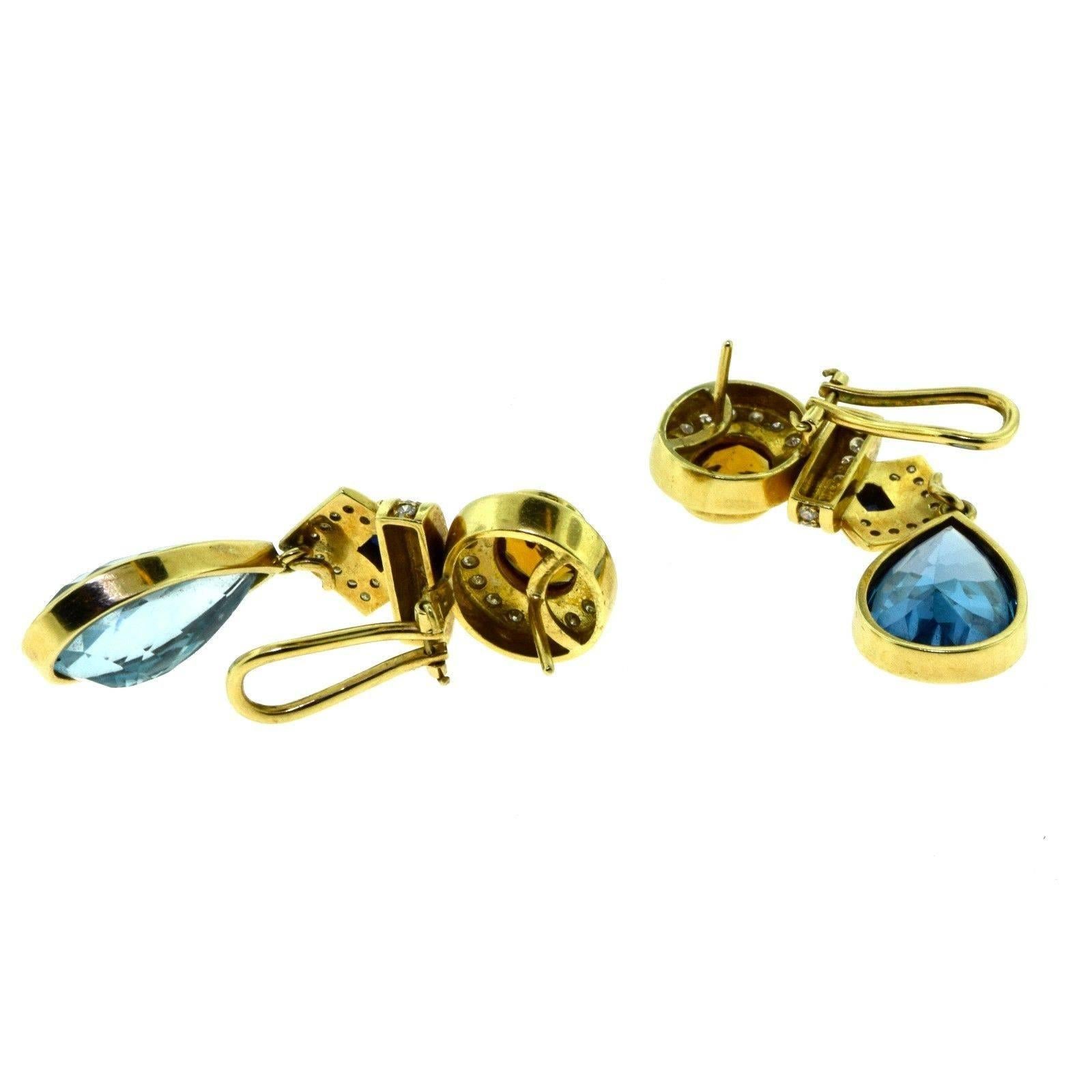 Blue Topaz, Diamond, Citrine and Sapphire Earring and Necklace Two-Piece Set For Sale 5