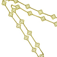 Van Cleef & Arpels White Coral Vintage Alhambra 20 Motif Yellow Gold Necklace