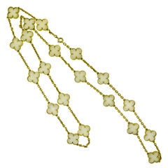 Van Cleef & Arpels White Coral Vintage Alhambra 20 Motif Yellow Gold Necklace