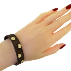 Sabbadini Adjustable Brown Mesh Copper Yellow Gold Diamond Cuff Bracelet