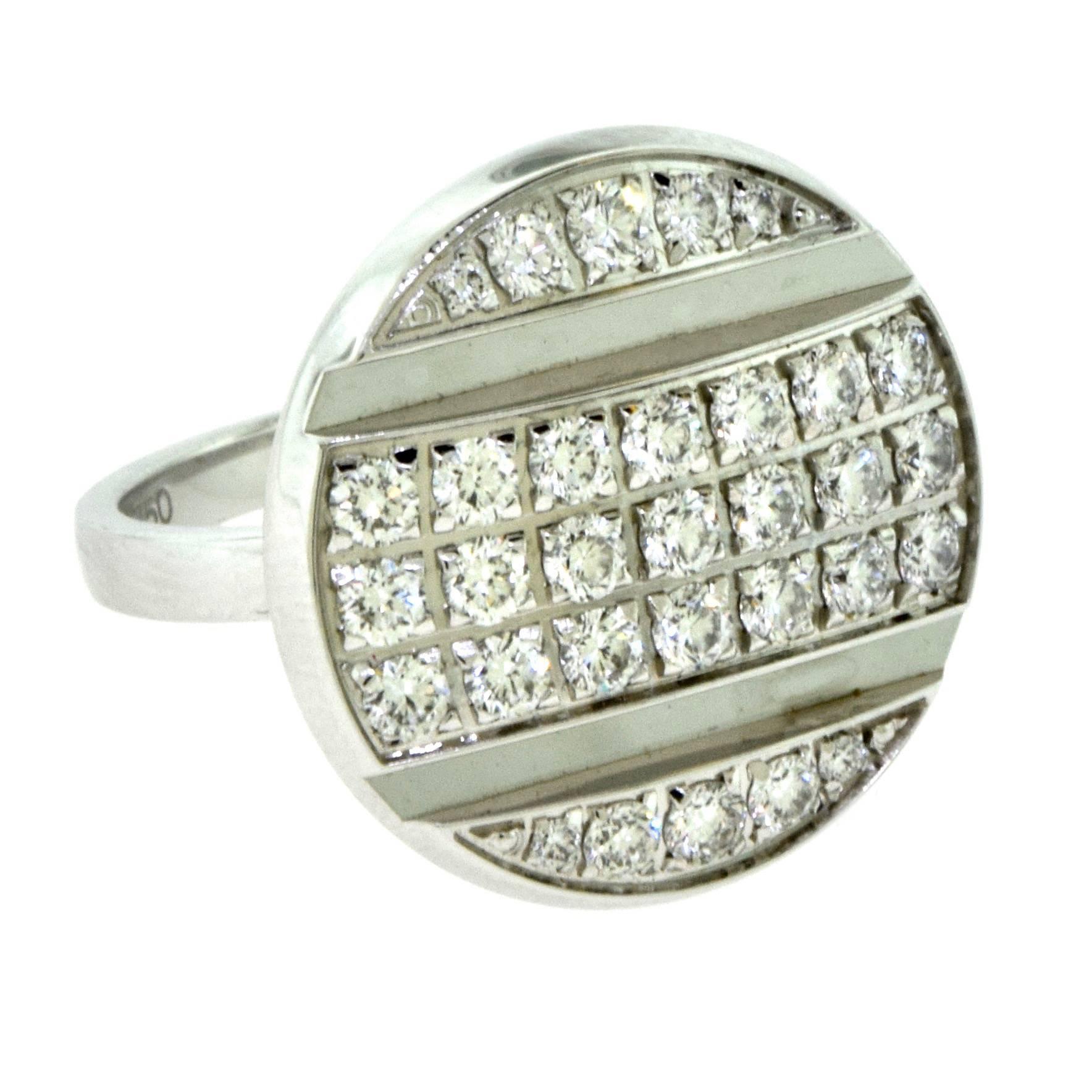 Chaumet White Gold Diamond Round Top Cocktail Ring For Sale