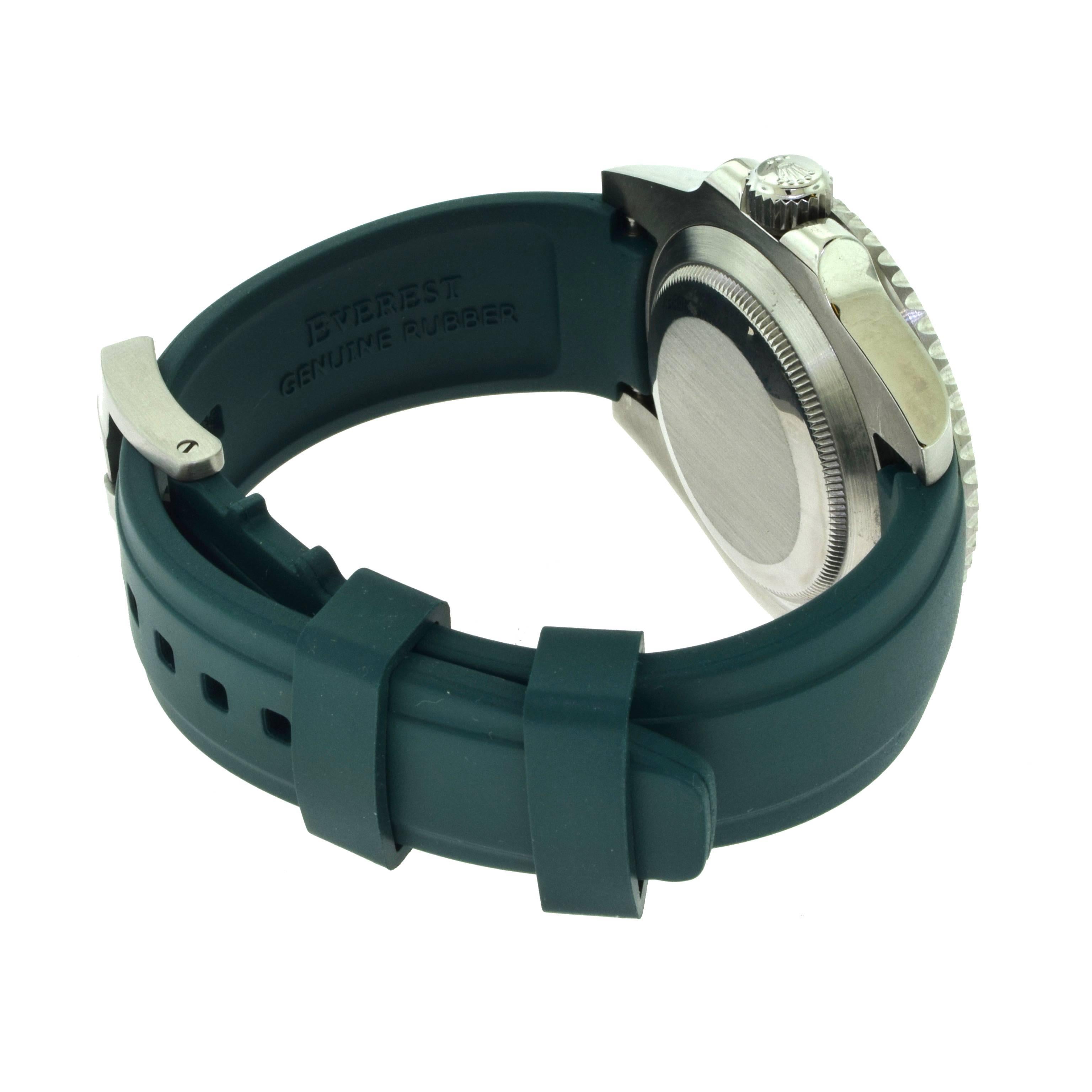 Women's or Men's Rolex Stainless Steel Green Bezel Ceramic Date Submariner Greenhawk Wristwatch For Sale