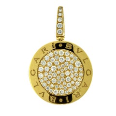 Bvlgari "Bvlgari-Bvlgari" Rose Gold Pave Diamond Round Pendant