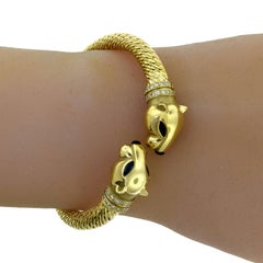 Cartier Panthère De Cartier Double Head Yellow Gold Diamond Onyx Bracelet