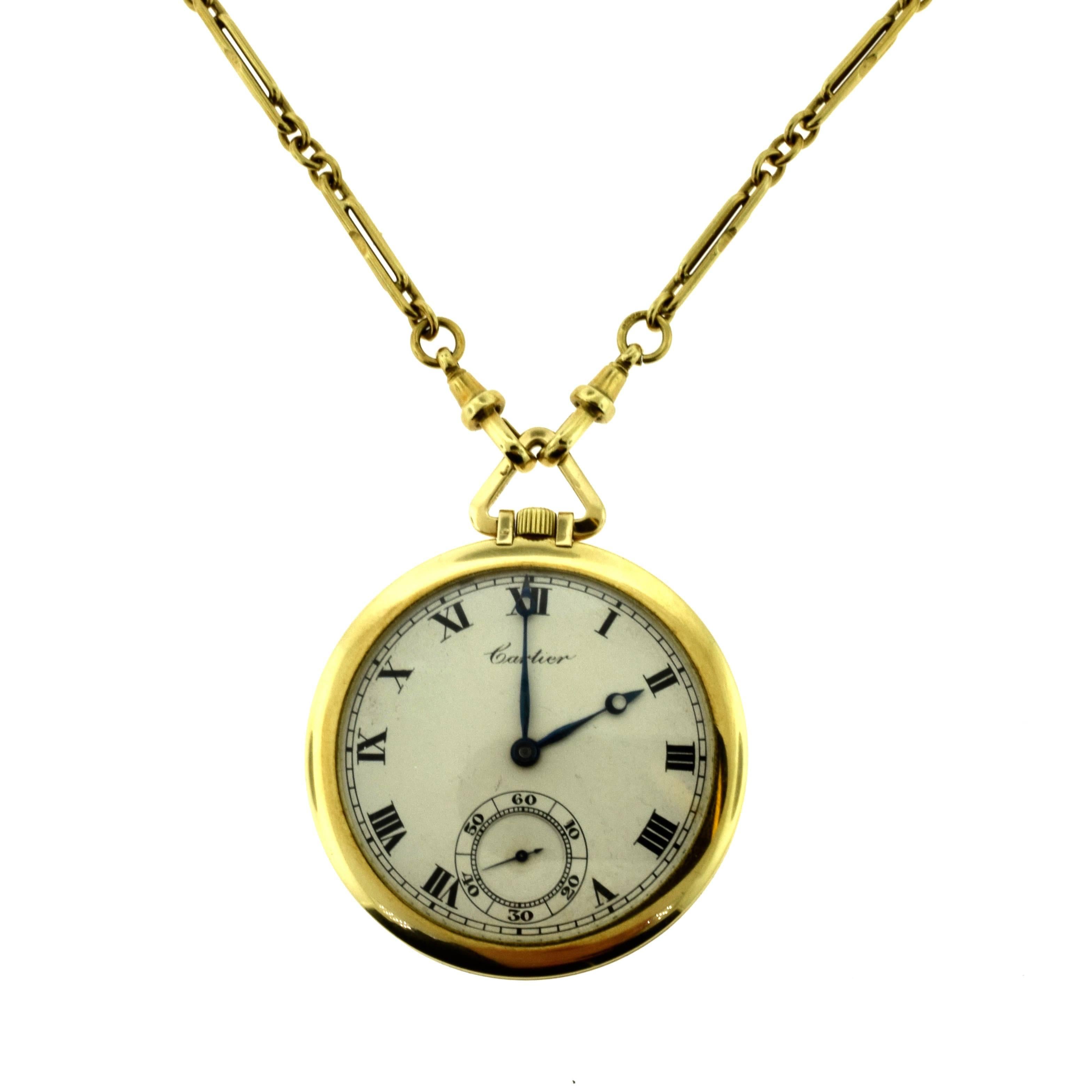 Cartier Yellow Gold Minute Repeater Pocket Watch with Chain For Sale