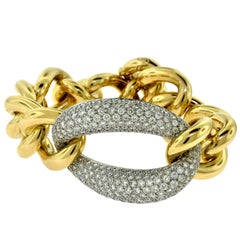 Large Rose and White Gold Diamond Chain Link Bracelet 2