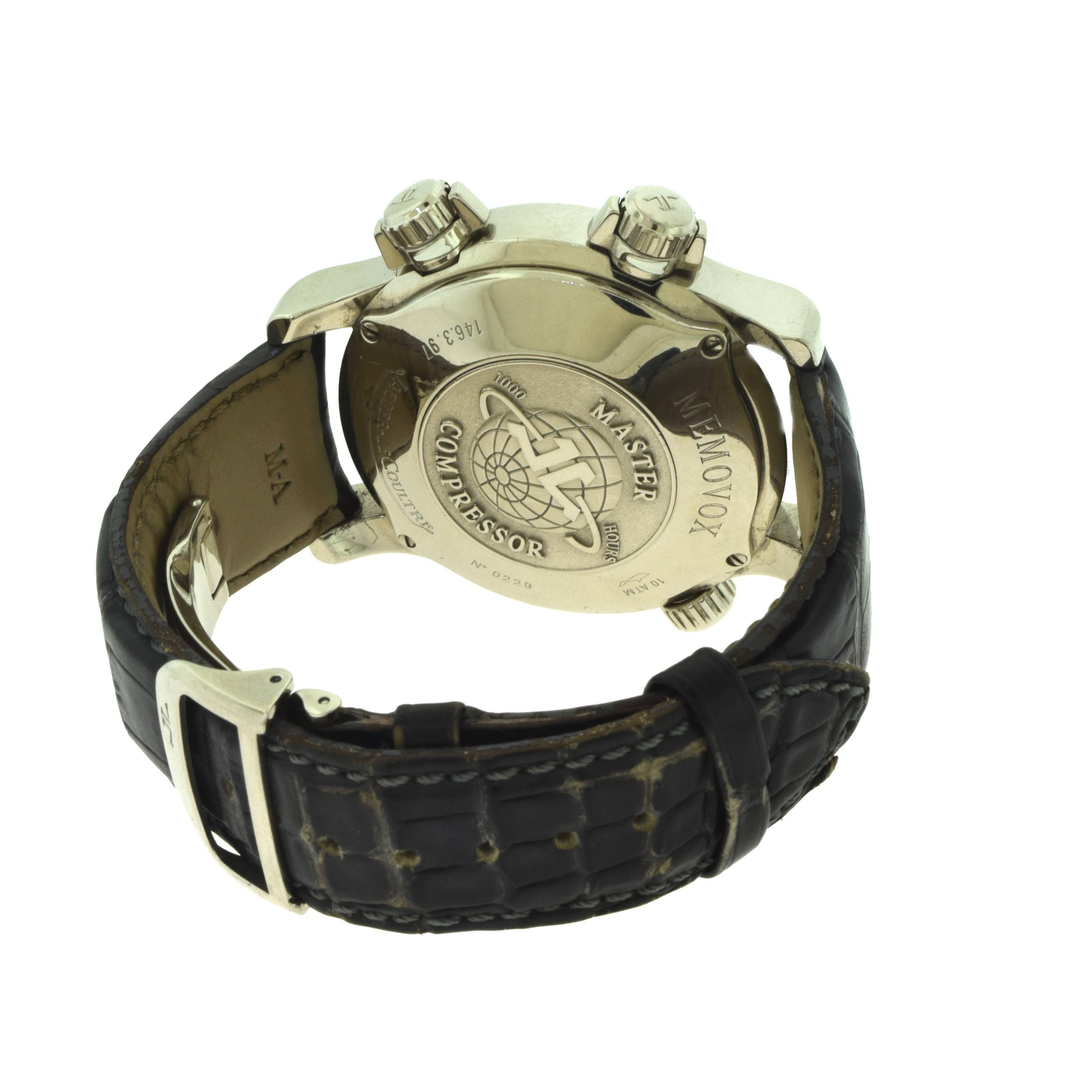 Jaeger-LeCoultre White Gold Master Compressor Memovox Automatic Wristwatch In Good Condition For Sale In Miami, FL