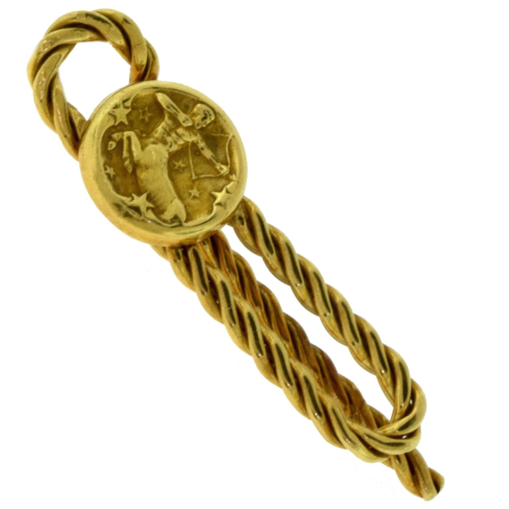 Van Cleef & Arpels Vintage Sagittarius Archer Centaur Yellow Gold Money Clip For Sale