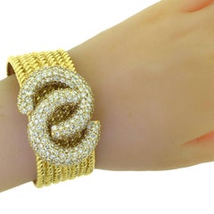 Estate Van Cleef & Arpels 18 Karat Yellow Gold Diamond Estate Cuff, circa 1970's