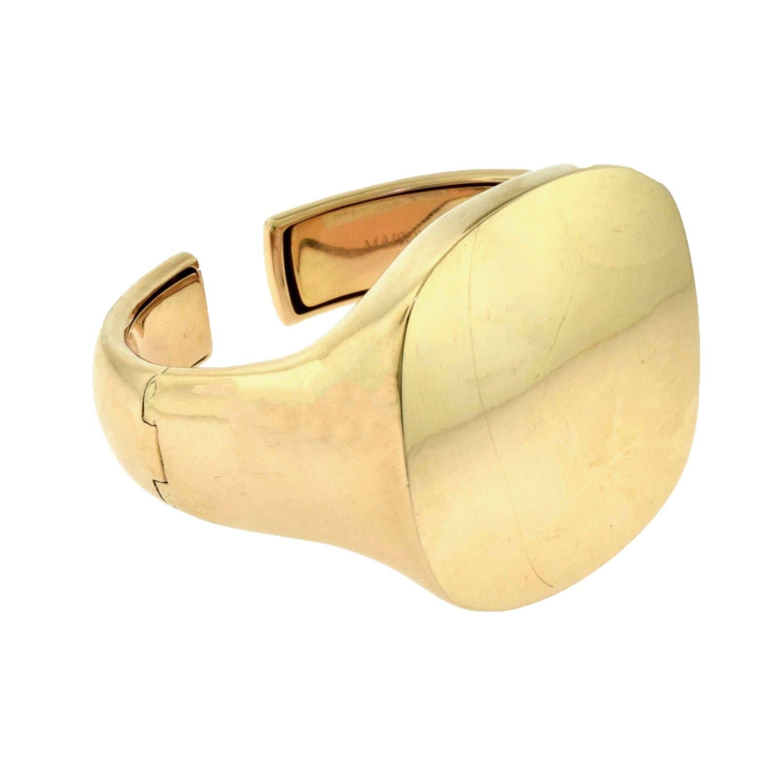 Maison Martin Margiela Large 18 Karat Rose Gold Signet-Style Cuff Bracelet For Sale