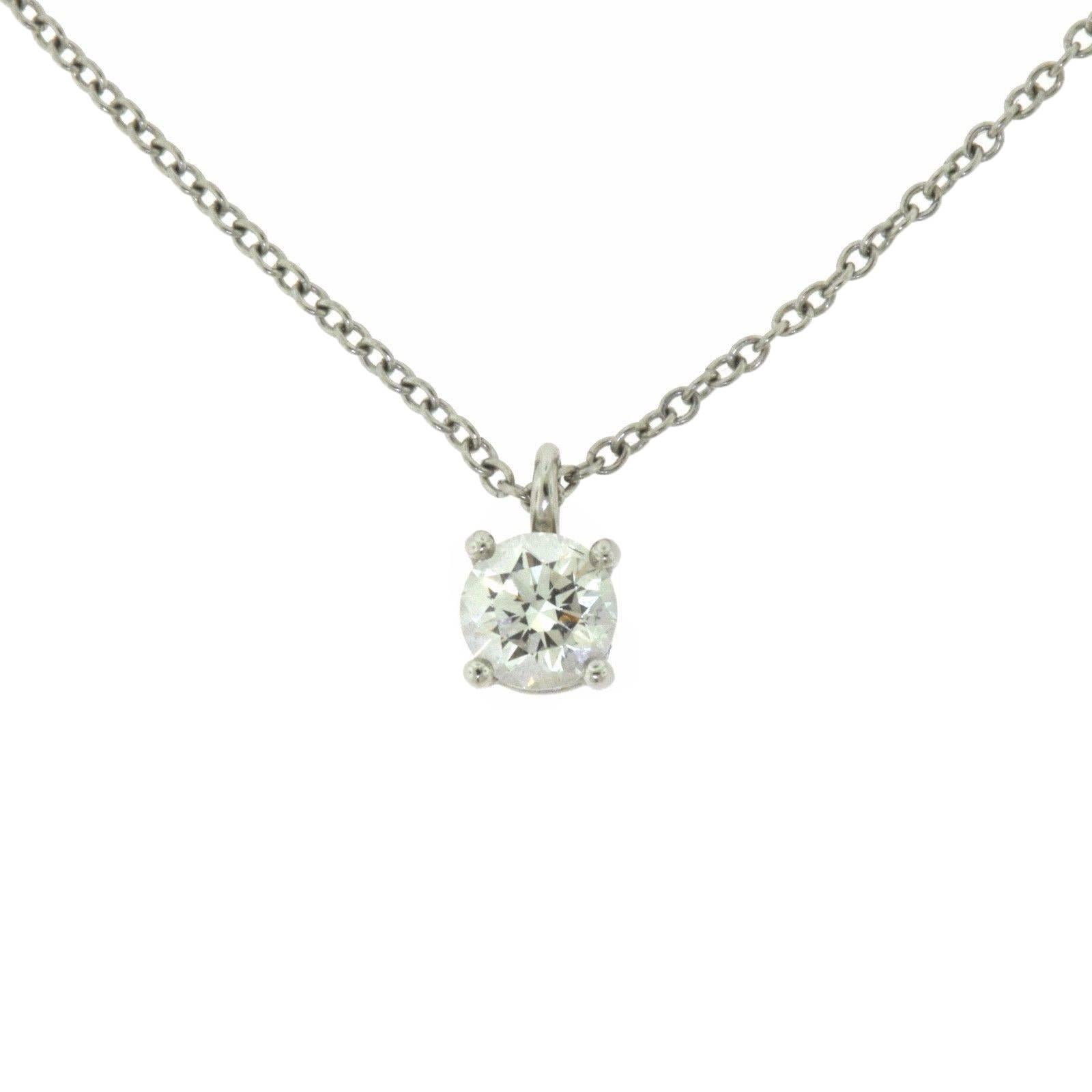 Tiffany & Co. Tiffany Solitaire Diamond Pendant Necklace in Platinum For Sale 1