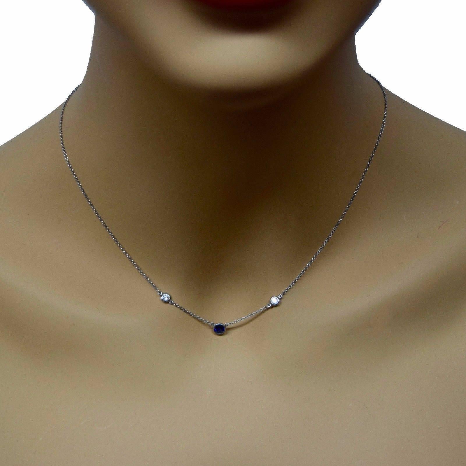 Tiffany & Co. Elsa Peretti Color by the Yard Diamond and Sapphire Necklace In Good Condition For Sale In Miami, FL