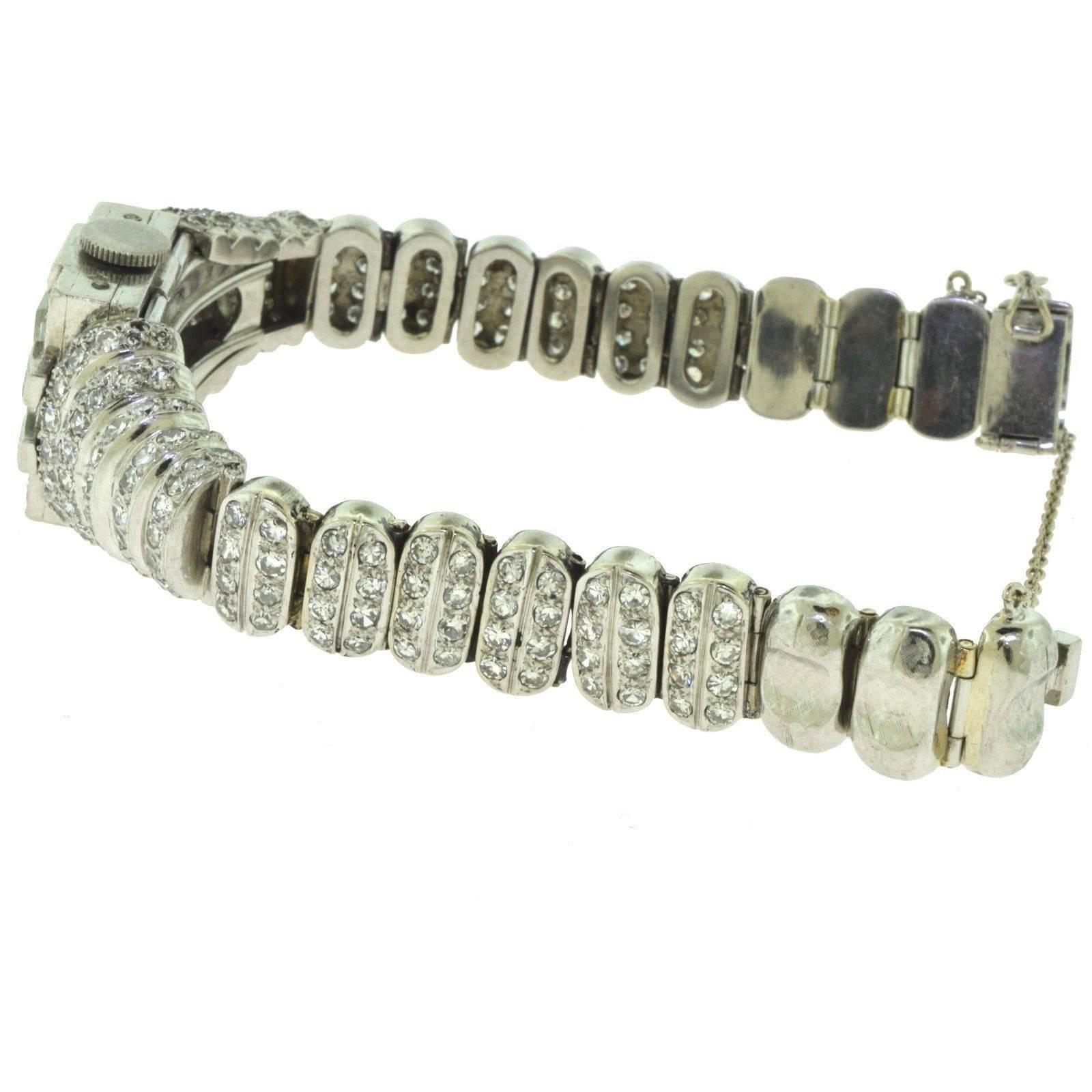 Women's or Men's Jaeger-LeCoultre Platinum Diamond-Set Bracelet Wristwatch
