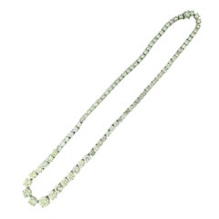 Diamond Tennis Necklace in Platinum, Round Brilliant Cut Variation Diamonds