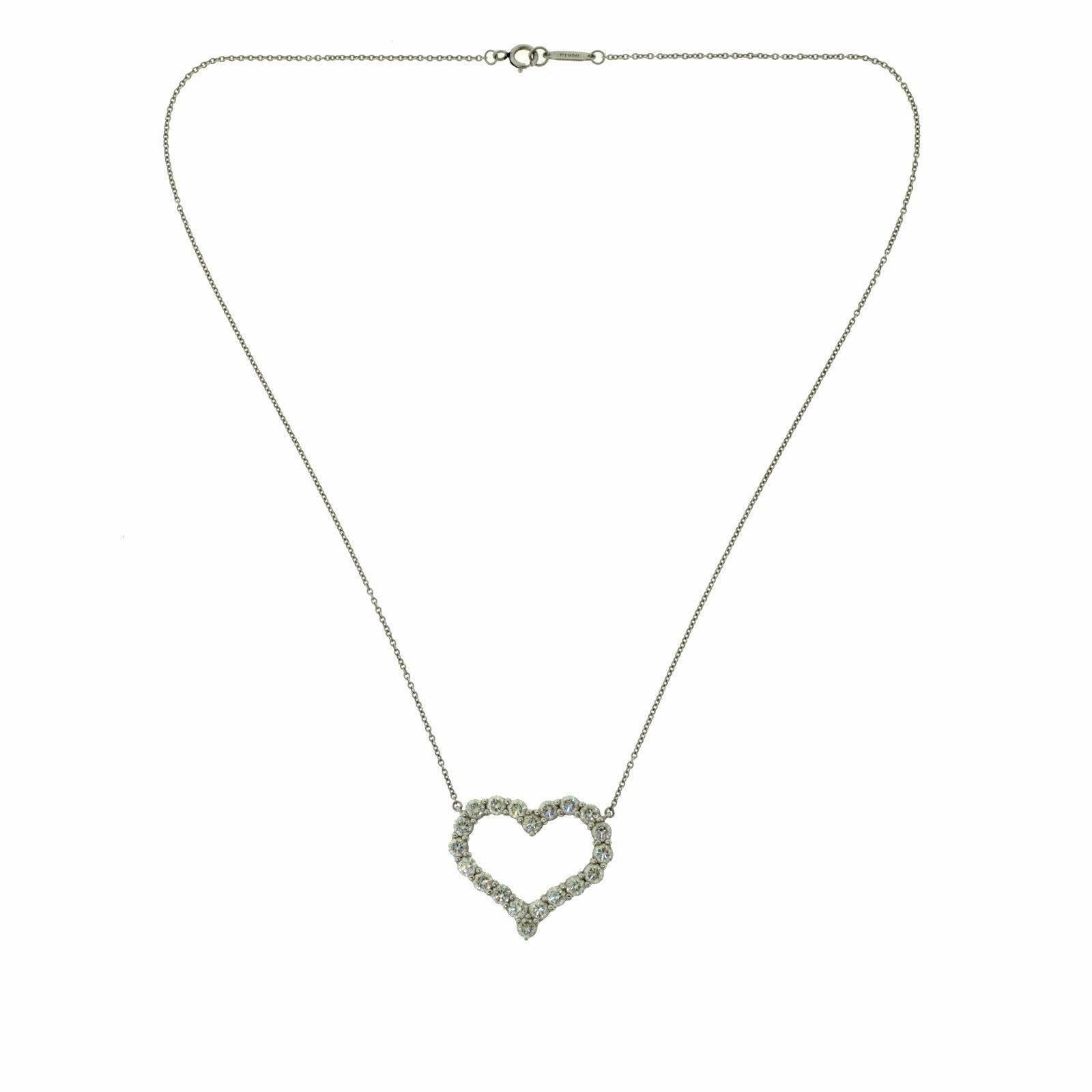 Women's Tiffany & Co. Large Diamond Heart Pendant in Platinum, Box and Papers For Sale