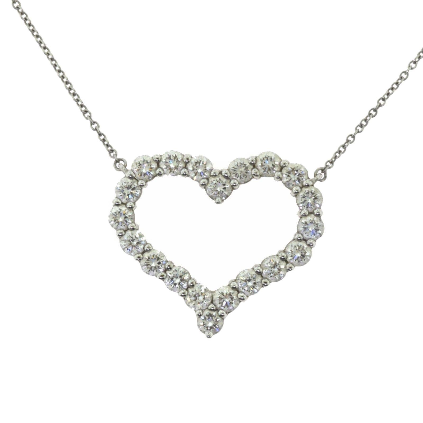 Tiffany & Co. Large Diamond Heart Pendant in Platinum, Box and Papers For Sale