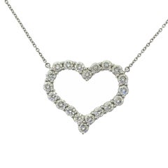 Tiffany & Co. Large Diamond Heart Pendant in Platinum, Box and Papers