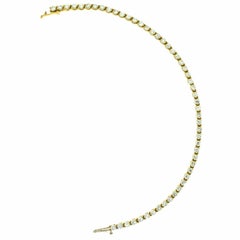 Thin Diamond Tennis Bracelet, 5 Total Carat, 18 Karat Yellow Gold
