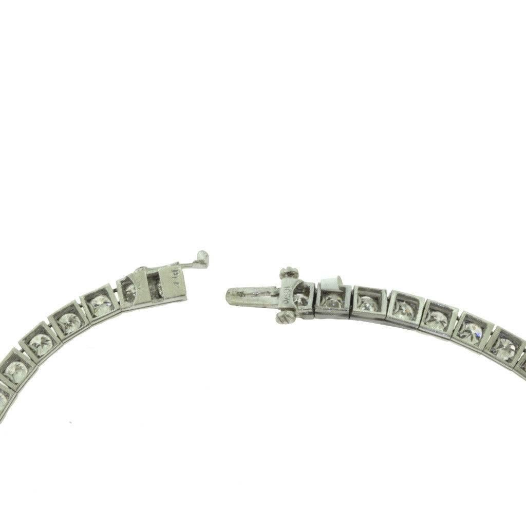 Baguette Cut Round, Pear, & Baguette Shaped Diamond Platinum Snake Style Drop Necklace 20 TCW For Sale