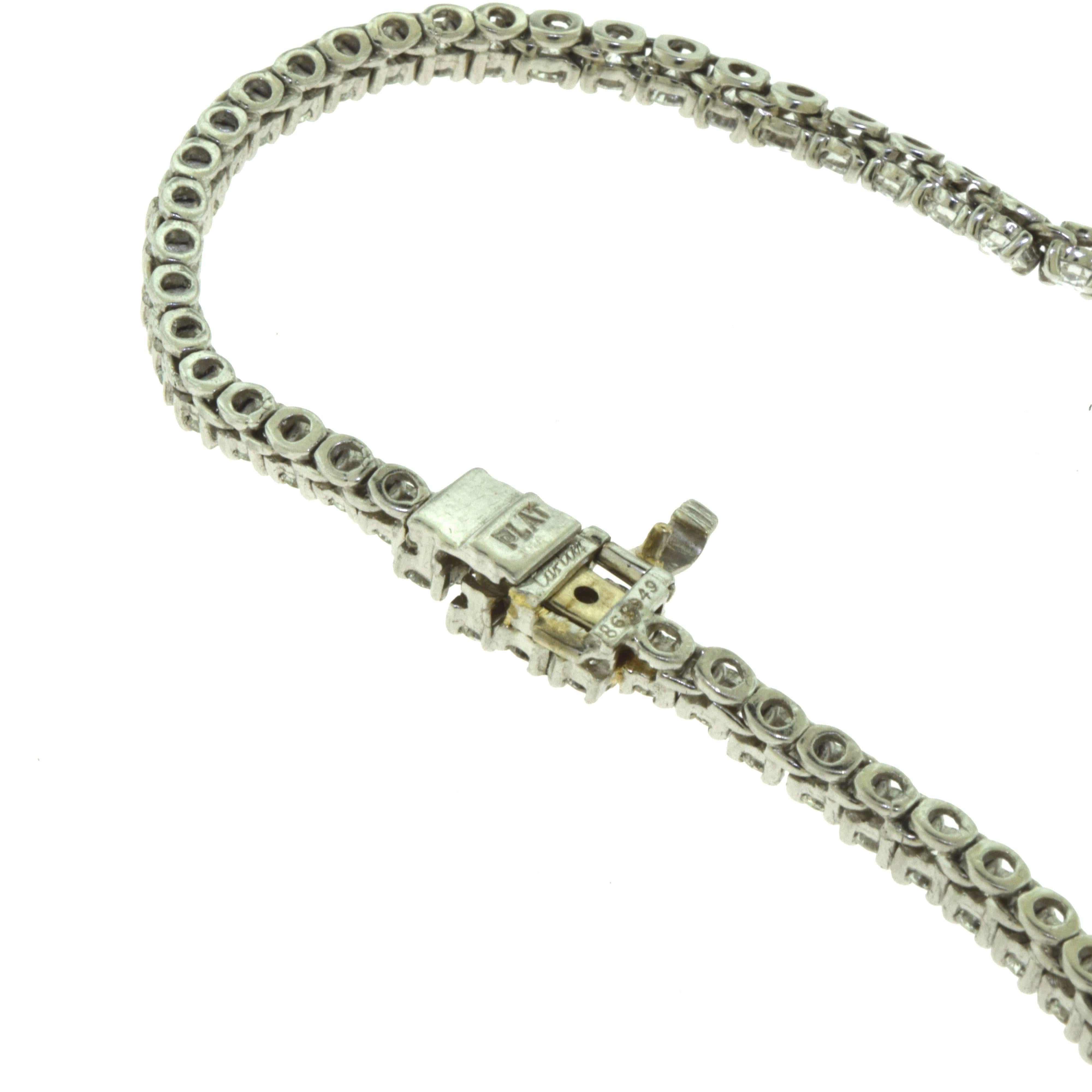 Women's or Men's Carat Diamonds Tennis Line Platinum Necklace For Sale