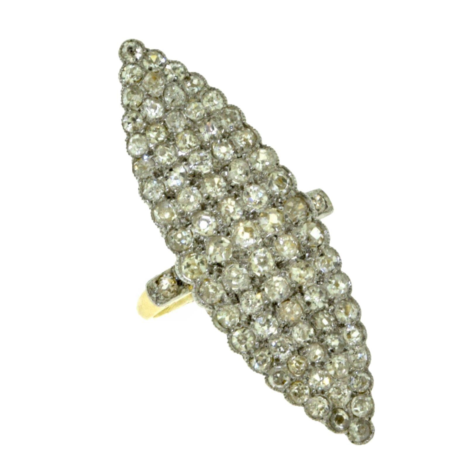 Victorian-Era Late 19th Century Diamond Encrusted Long Finger Ring For Sale