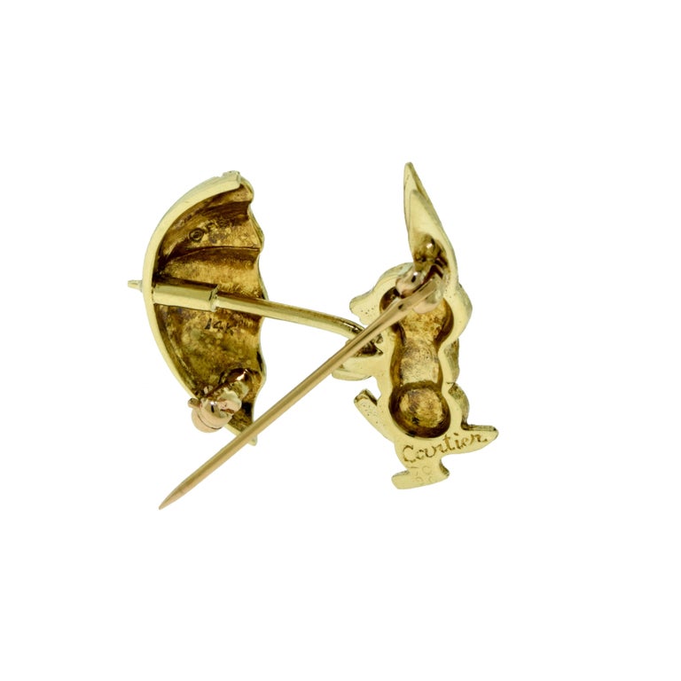 Cartier Happy Bunny Rabbit Yellow Gold Brooch / Pin with Ruby Eyes For ...